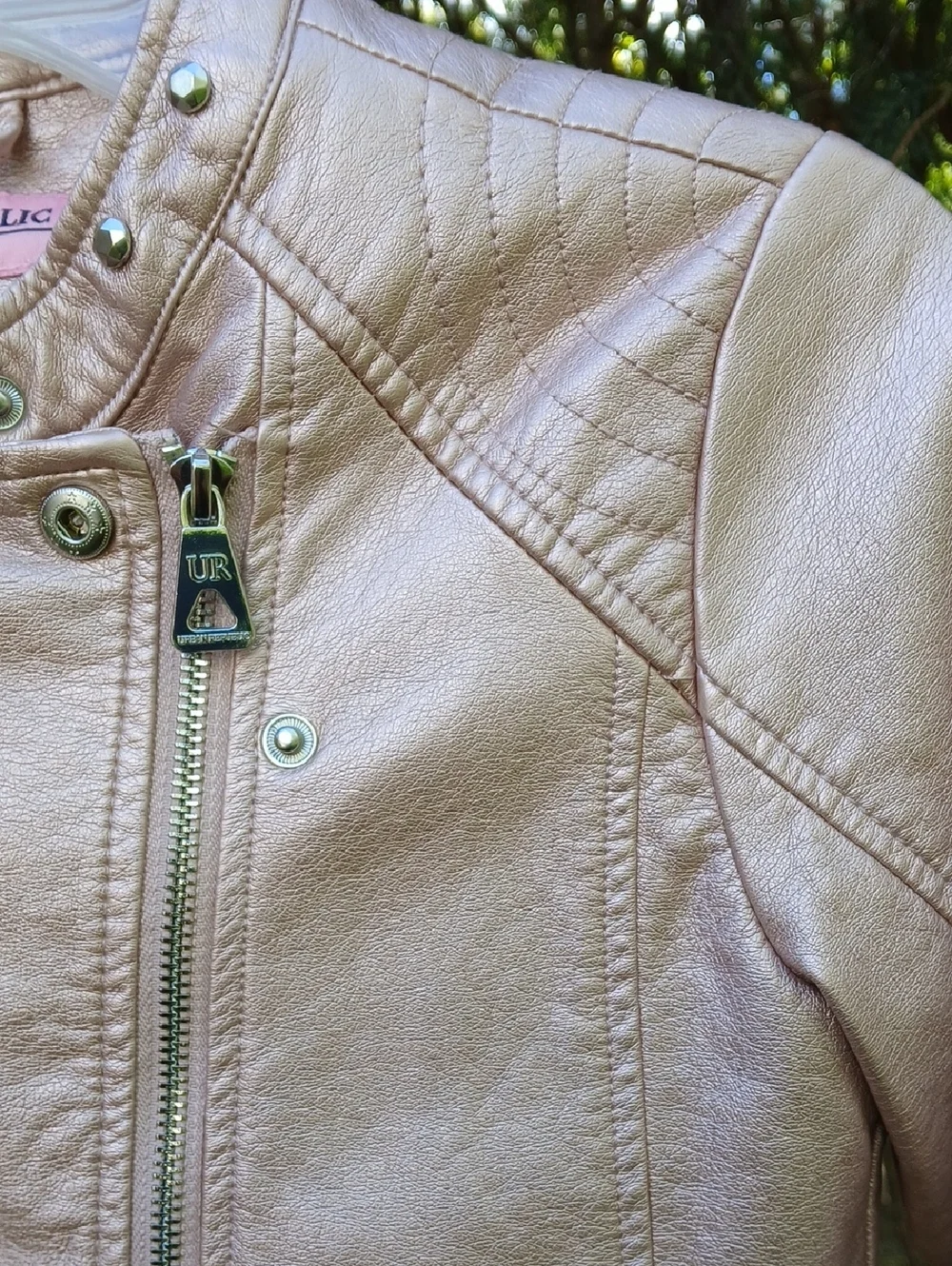 URBAN REPUBLIC Girls Faux Leather Moto Jacket BLUSH. Sz 14